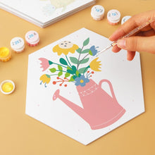 Load image into Gallery viewer, Mini Paint by Numbers Set - Hexagons (6 pieces) - Watering Can Blooms 2
