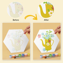 Load image into Gallery viewer, Mini Paint by Numbers Set - Hexagons (6 pieces) - Watering Can Blooms 2