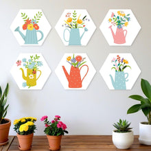 Load image into Gallery viewer, Mini Paint by Numbers Set - Hexagons (6 pieces) - Watering Can Blooms 2