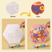 Load image into Gallery viewer, Mini Paint by Numbers Set - Hexagons (6 pieces) - Boho Animal Set