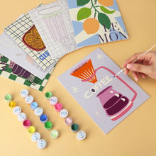 Load image into Gallery viewer, Mini Paint by Numbers Set 15x20cm (6 pieces) - Coffee Time