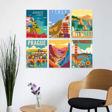 Load image into Gallery viewer, Mini Paint by Numbers Set 15x20cm (6 pieces) - Grand Tour Poster