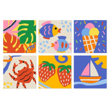 Load image into Gallery viewer, Mini Paint by Numbers Set 20x20cm (6 pieces) - Summer Shapes Figured'Art
