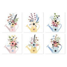 Load image into Gallery viewer, Mini Paint by Numbers Set 20x20cm (6 pieces) - Watering Can Blooms 1 Figured'Art