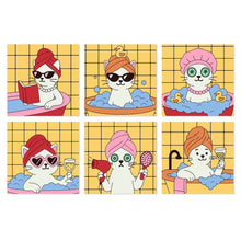 Load image into Gallery viewer, Mini Paint by Numbers Set 20x20cm (6 pieces) - Spa Day Cats 1 Figured'Art