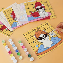 Load image into Gallery viewer, Mini Paint by Numbers Set 20x20cm (6 pieces) - Spa Day Cats 1