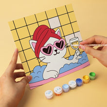 Load image into Gallery viewer, Mini Paint by Numbers Set 20x20cm (6 pieces) - Spa Day Cats 1