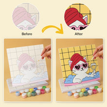 Load image into Gallery viewer, Mini Paint by Numbers Set 20x20cm (6 pieces) - Spa Day Cats 1