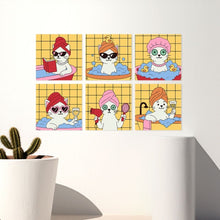 Load image into Gallery viewer, Mini Paint by Numbers Set 20x20cm (6 pieces) - Spa Day Cats 1