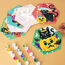 Load image into Gallery viewer, Mini Paint by Numbers Set - Hexagons (6 pieces) - Witchy Cat