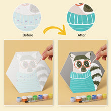Load image into Gallery viewer, Mini Paint by Numbers Set - Hexagons (6 pieces) - Critter Portraits