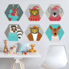 Load image into Gallery viewer, Mini Paint by Numbers Set - Hexagons (6 pieces) - Critter Portraits