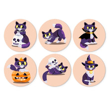 Load image into Gallery viewer, Mini Paint by Numbers Set - Discs Ø20cm (6 pieces) - Cat and Midnight Magic Figured'Art