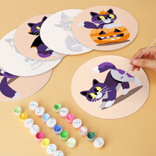 Load image into Gallery viewer, Mini Paint by Numbers Set - Discs Ø20cm (6 pieces) - Cat and Midnight Magic