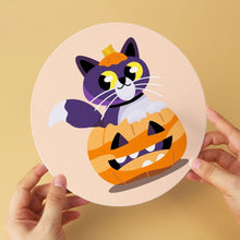 Load image into Gallery viewer, Mini Paint by Numbers Set - Discs Ø20cm (6 pieces) - Cat and Midnight Magic