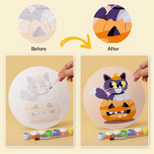 Load image into Gallery viewer, Mini Paint by Numbers Set - Discs Ø20cm (6 pieces) - Cat and Midnight Magic