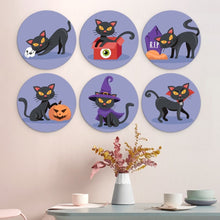 Load image into Gallery viewer, Mini Paint by Numbers Set - Discs Ø20cm (6 pieces) - Cats and Witchcraft