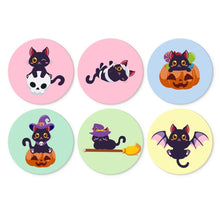Load image into Gallery viewer, Mini Paint by Numbers Set - Discs Ø20cm (6 pieces) - Halloween Kittens Figured'Art