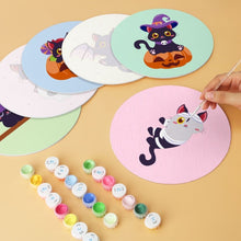 Load image into Gallery viewer, Mini Paint by Numbers Set - Discs Ø20cm (6 pieces) - Halloween Kittens