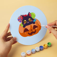 Load image into Gallery viewer, Mini Paint by Numbers Set - Discs Ø20cm (6 pieces) - Halloween Kittens