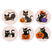 Load image into Gallery viewer, Mini Paint by Numbers Set - Discs Ø20cm (6 pieces) - Spooky Cats Figured'Art