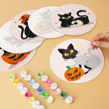 Load image into Gallery viewer, Mini Paint by Numbers Set - Discs Ø20cm (6 pieces) - Spooky Cats