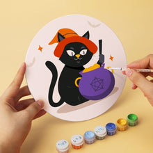 Load image into Gallery viewer, Mini Paint by Numbers Set - Discs Ø20cm (6 pieces) - Spooky Cats