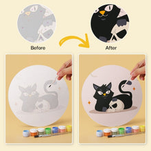 Load image into Gallery viewer, Mini Paint by Numbers Set - Discs Ø20cm (6 pieces) - Spooky Cats