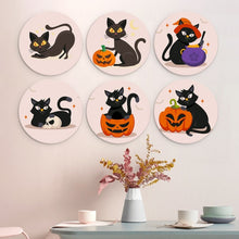 Load image into Gallery viewer, Mini Paint by Numbers Set - Discs Ø20cm (6 pieces) - Spooky Cats