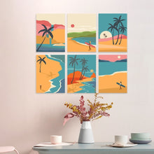 Load image into Gallery viewer, Mini Paint by Numbers Set 15x20cm (6 pieces) - Golden Coastline