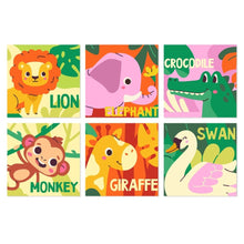 Load image into Gallery viewer, Mini Paint by Numbers Set 20x20cm (6 pieces) - Playful Animals Figured'Art
