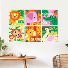 Load image into Gallery viewer, Mini Paint by Numbers Set 20x20cm (6 pieces) - Playful Animals