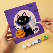 Load image into Gallery viewer, Mini Paint by Numbers Set 20x20cm (6 pieces) - Playful Halloween Cats
