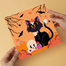 Load image into Gallery viewer, Mini Paint by Numbers Set 20x20cm (6 pieces) - Playful Halloween Cats