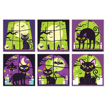Load image into Gallery viewer, Mini Paint by Numbers Set 20x20cm (6 pieces) - Black Cat Halloween Figured'Art