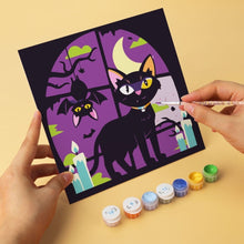 Load image into Gallery viewer, Mini Paint by Numbers Set 20x20cm (6 pieces) - Black Cat Halloween