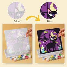 Load image into Gallery viewer, Mini Paint by Numbers Set 20x20cm (6 pieces) - Black Cat Halloween