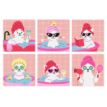 Load image into Gallery viewer, Mini Paint by Numbers Set 20x20cm (6 pieces) - Spa Day Cats 2 Figured'Art