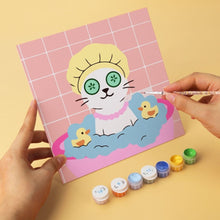 Load image into Gallery viewer, Mini Paint by Numbers Set 20x20cm (6 pieces) - Spa Day Cats 2