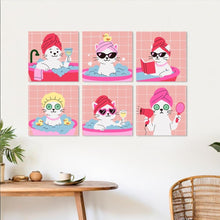 Load image into Gallery viewer, Mini Paint by Numbers Set 20x20cm (6 pieces) - Spa Day Cats 2