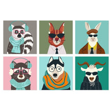 Load image into Gallery viewer, Mini Paint by Numbers Set 20x20cm (6 pieces) - Cool Critters Figured'Art