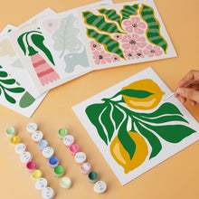 Load image into Gallery viewer, Mini Paint by Numbers Set 20x20cm (6 pieces) - Botanical Shapes Pattern