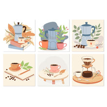 Load image into Gallery viewer, Mini Paint by Numbers Set 20x20cm (6 pieces) - Coffee Ritual Figured'Art