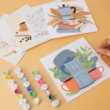 Load image into Gallery viewer, Mini Paint by Numbers Set 20x20cm (6 pieces) - Coffee Ritual