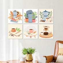 Load image into Gallery viewer, Mini Paint by Numbers Set 20x20cm (6 pieces) - Coffee Ritual
