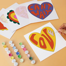 Load image into Gallery viewer, Mini Paint by Numbers Set 20x20cm (6 pieces) - Groovy Hearts