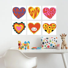 Load image into Gallery viewer, Mini Paint by Numbers Set 20x20cm (6 pieces) - Groovy Hearts
