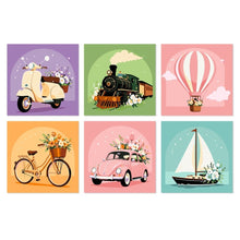 Load image into Gallery viewer, Mini Paint by Numbers Set 20x20cm (6 pieces) - Retro Rides Figured'Art