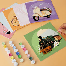 Load image into Gallery viewer, Mini Paint by Numbers Set 20x20cm (6 pieces) - Retro Rides