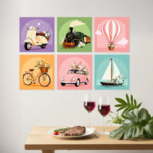 Load image into Gallery viewer, Mini Paint by Numbers Set 20x20cm (6 pieces) - Retro Rides